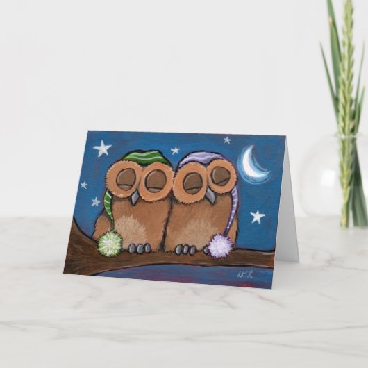 Sleepy Owls Wenskaart Kaart (Voorkant)