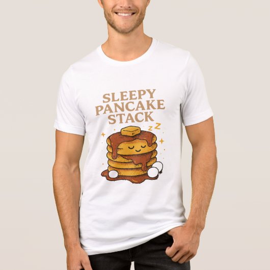 Sleepy Pancake Stack - Schattigee Foodie Ontbijt L Tri-Blend Shirt (Voorkant)
