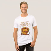 Sleepy Pancake Stack - Schattigee Foodie Ontbijt L Tri-Blend Shirt (Voorkant volledig)