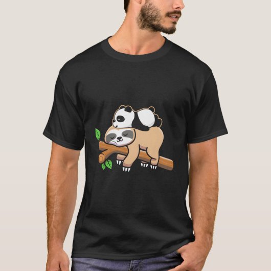Sleepy Panda Beer Sloth T-shirt (Voorkant)