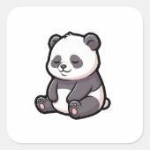Sleepy Panda – Cute Kawaii Illustration Vierkante Sticker (Voorkant)