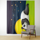 Sleepy Panda Extra Groot Tapestry Wandkleed (In situ)