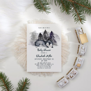 Sleepy Penguin Baby Boy Baby shower Kaart