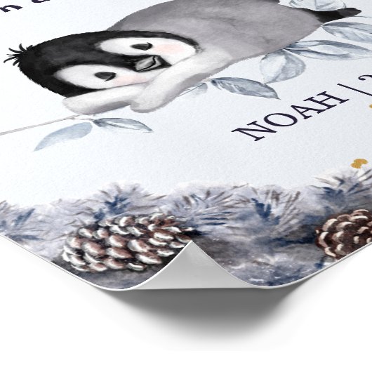 Sleepy Penguin Winter Baby Nursery Poster (Hoek)