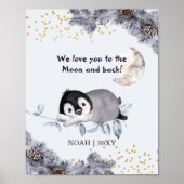 Sleepy Penguin Winter Baby Nursery Poster (Voorkant)