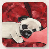 Sleepy Pug Puppy Bier Onderzetter (Voorkant)