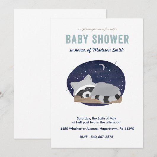 Sleepy Raccoon Kaart (Voorkant / Achterkant)