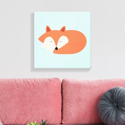Sleepy Red Baby Fox Canvas Afdruk (Insitu (Woonkamer))