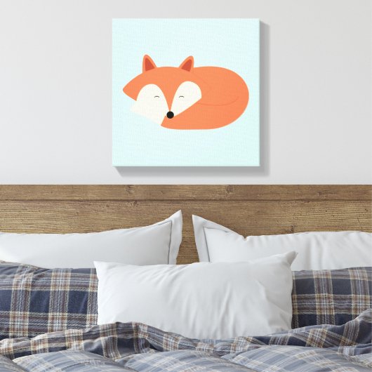 Sleepy Red Baby Fox Canvas Afdruk (Insitu (Slaapkamer))