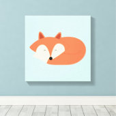 Sleepy Red Baby Fox Canvas Afdruk (Insitu (Houten vloer))