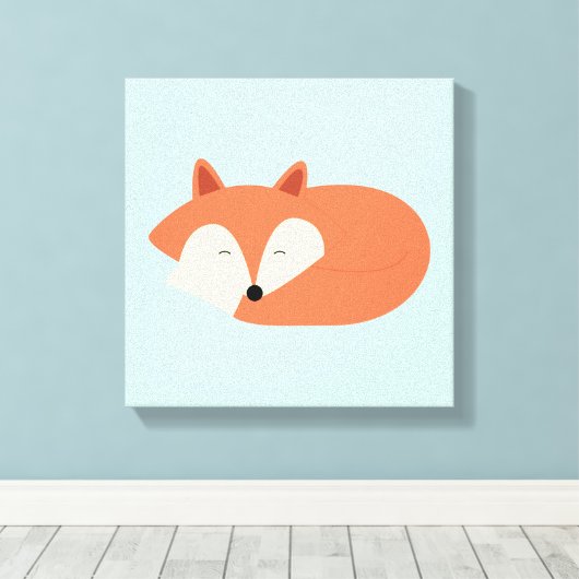 Sleepy Red Baby Fox Canvas Afdruk (Insitu (Houten vloer))