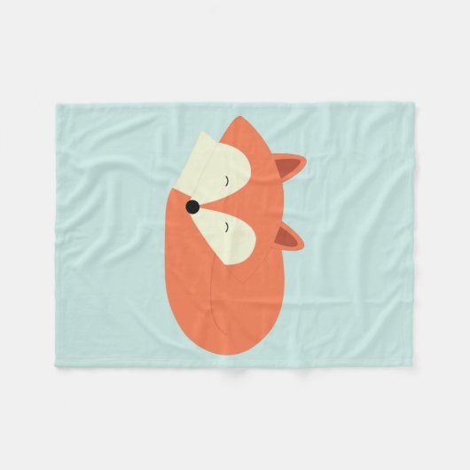 Sleepy Red Fox Fleece Deken (Voorkant (Horizontaal))