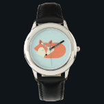Sleepy Red Fox Horloge<br><div class="desc">Schattige vectorillustratie van een schattige kleine rode vos.</div>