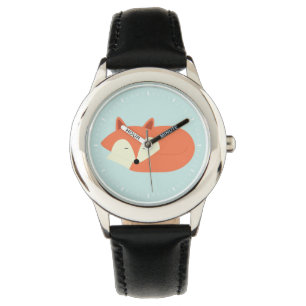Sleepy Red Fox Horloge
