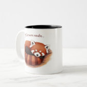 Sleepy Red fox Mug, 'Five More Minutes' Cup" Tweekleurige Koffiemok (Voorkant links)