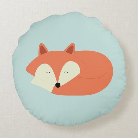 Sleepy Red Fox Rond Kussen (Achterkant)