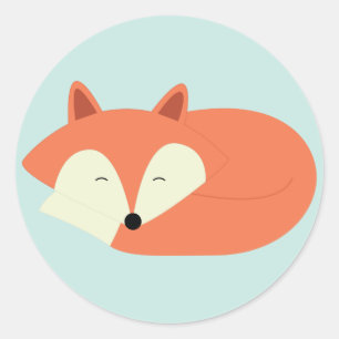 Sleepy Red Fox Ronde Sticker