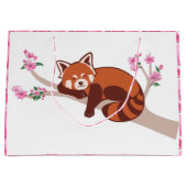 "Sleepy Red Panda" Cherry Blossom Large Gift Bag Groot Cadeauzakje (Voorkant)