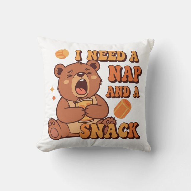 Sleepy Retro Bear Comfort Square Pillow Kussen (Voorkant)