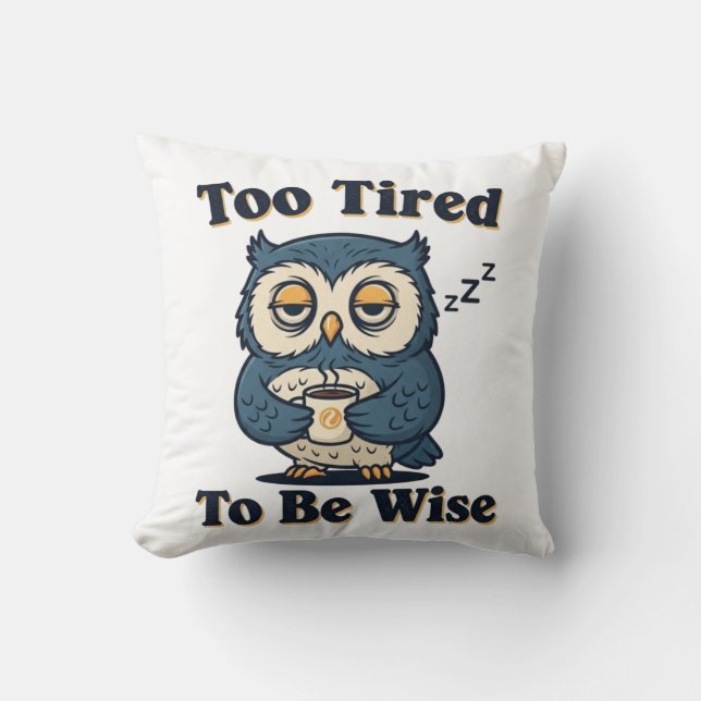 Sleepy Retro Owl Square Throw Pillow Kussen (Voorkant)