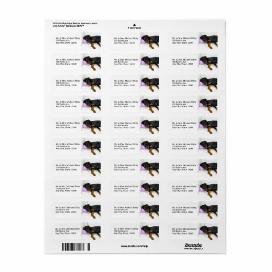 Sleepy Rottweiler Return Address Labels (Full Sheet)