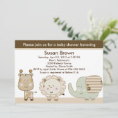 Sleepy Safari Animals Baby shower Invitation Kaart (Staand voorkant)