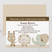 Sleepy Safari Animals Baby shower Invitation Kaart (Voorkant / Achterkant)