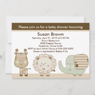 Sleepy Safari Animals Baby shower Invitation Kaart