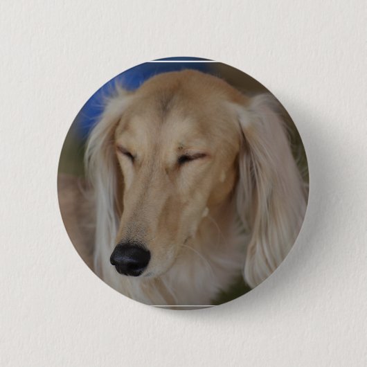 Sleepy Saluki Dog Ronde Button 5,7 Cm (Voorkant)