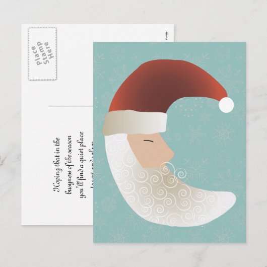 Sleepy Santa Half Moon Christmas Briefkaart (Voorkant / Achterkant)