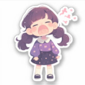Sleepy Schattige Meisje Sticker (Voorkant)
