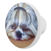 Sleepy Shih Tzu Dog Keramische Knop (Rechts)