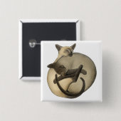 Sleepy Siamese Pin Vierkante Button 5,1 Cm (Voorkant /achterkant)