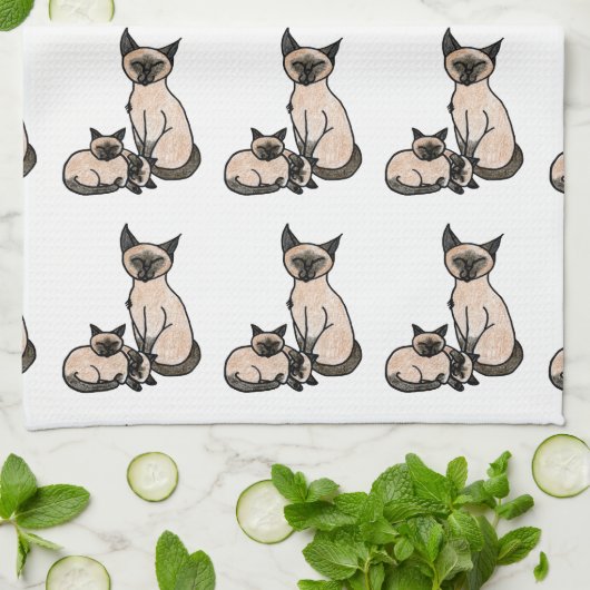 Sleepy Siamese Theedoek (Gevouwen)
