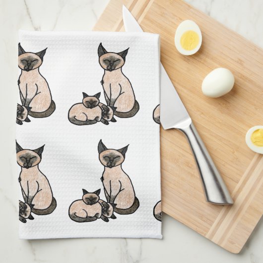 Sleepy Siamese Theedoek (Quarter Fold)