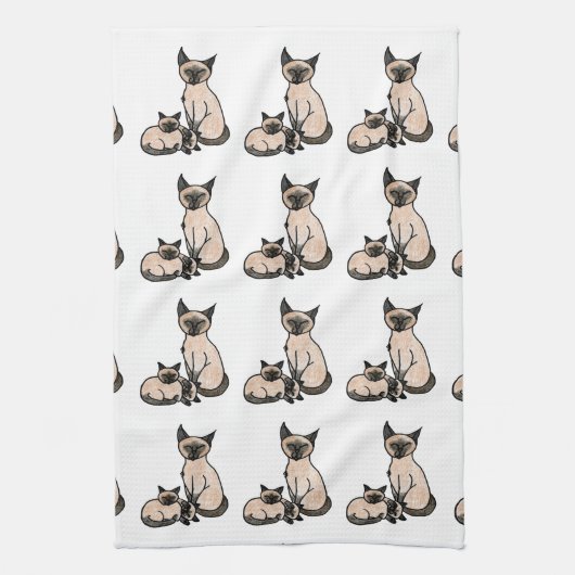 Sleepy Siamese Theedoek (Verticaal)