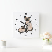 Sleepy Siamese Vierkante Klok (Huis)