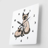 Sleepy Siamese Vierkante Klok (Hoek)