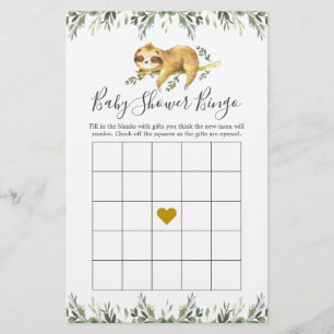 Sleepy Sleuf Baby shower Bingo Game