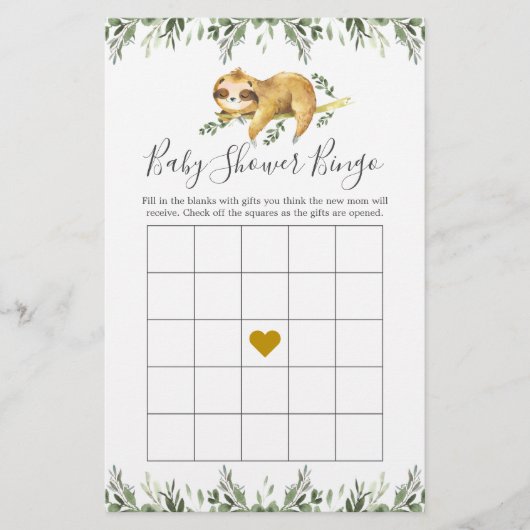 Sleepy Sleuf Baby shower Bingo Game (Voorkant)