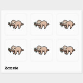 Sleepy Sloth – Cute Kawaii Illustration Vierkante Sticker (Vel)