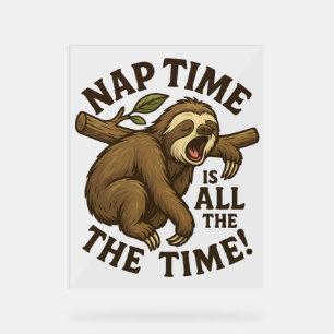 Sleepy Sloth Funny Acryl Bord