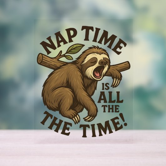 Sleepy Sloth Funny Acryl Bord (Neutraal)