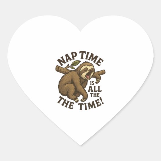 Sleepy Sloth Funny Hart Sticker (Voorkant)
