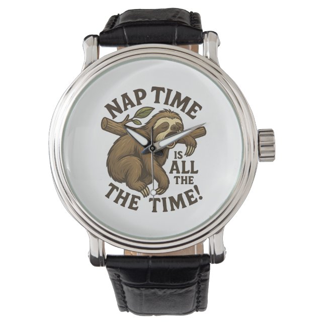 Sleepy Sloth Funny Horloge (Voorkant)