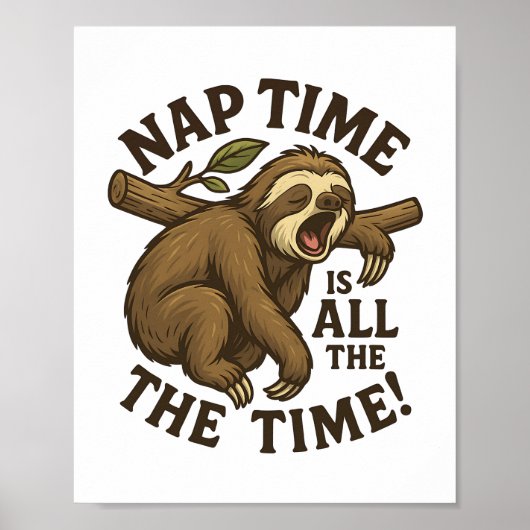Sleepy Sloth Funny Poster (Voorkant)