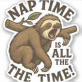 Sleepy Sloth Funny Sticker (Voorkant)
