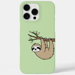 Sleepy Sloth on Branch – Relaxing Green iPhone 16 Pro Max Hoesje
