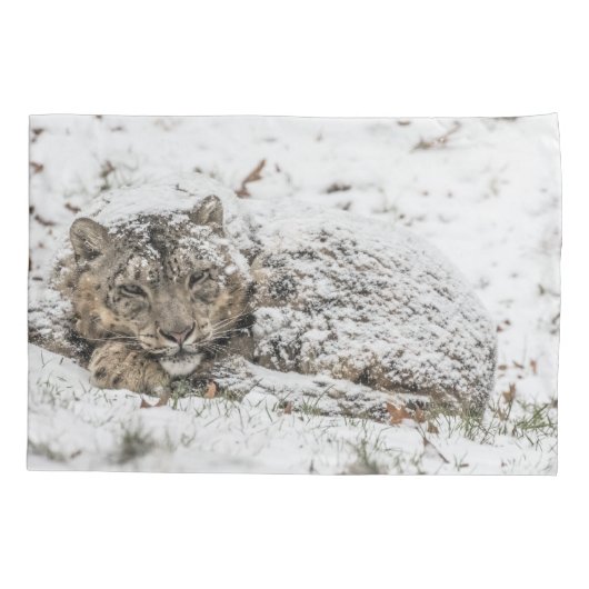 Sleepy Snow Leopard Kussensloop (Achterkant)