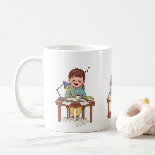 Sleepy Studying Child Mug – Children’s Day Mug Koffiemok (Met donut)